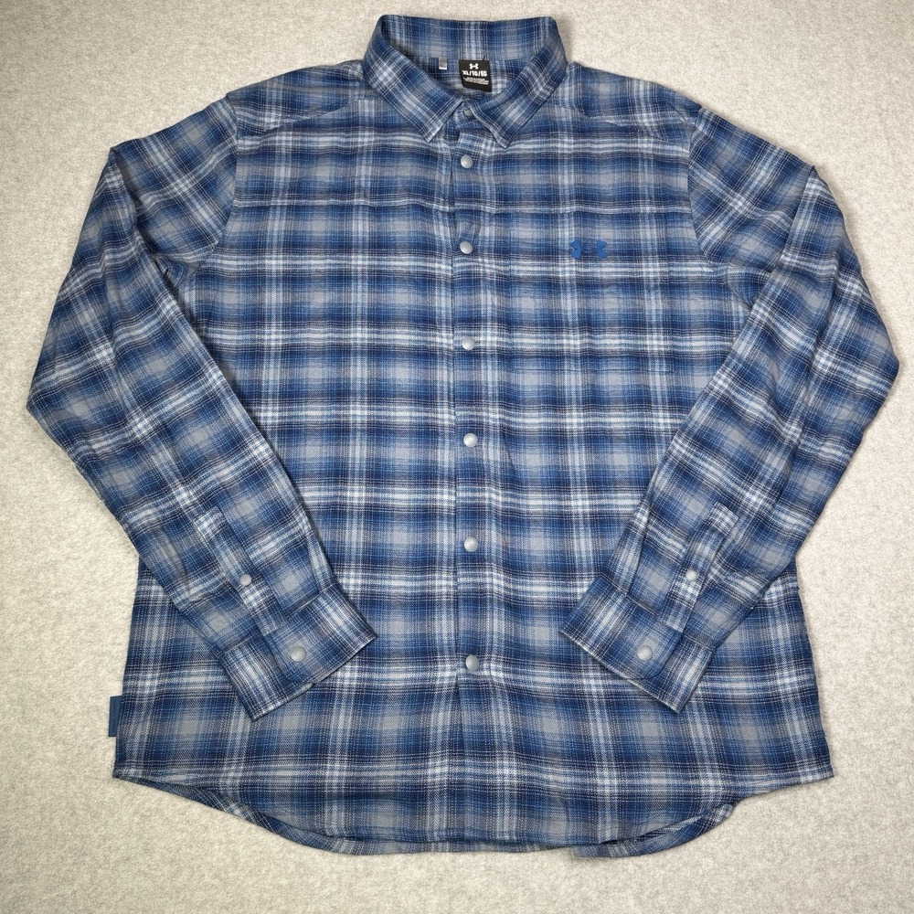 Under Armour Men's XL Tradesman Flex Flannel Long Sleeve Shirt Snap Plaid Blue